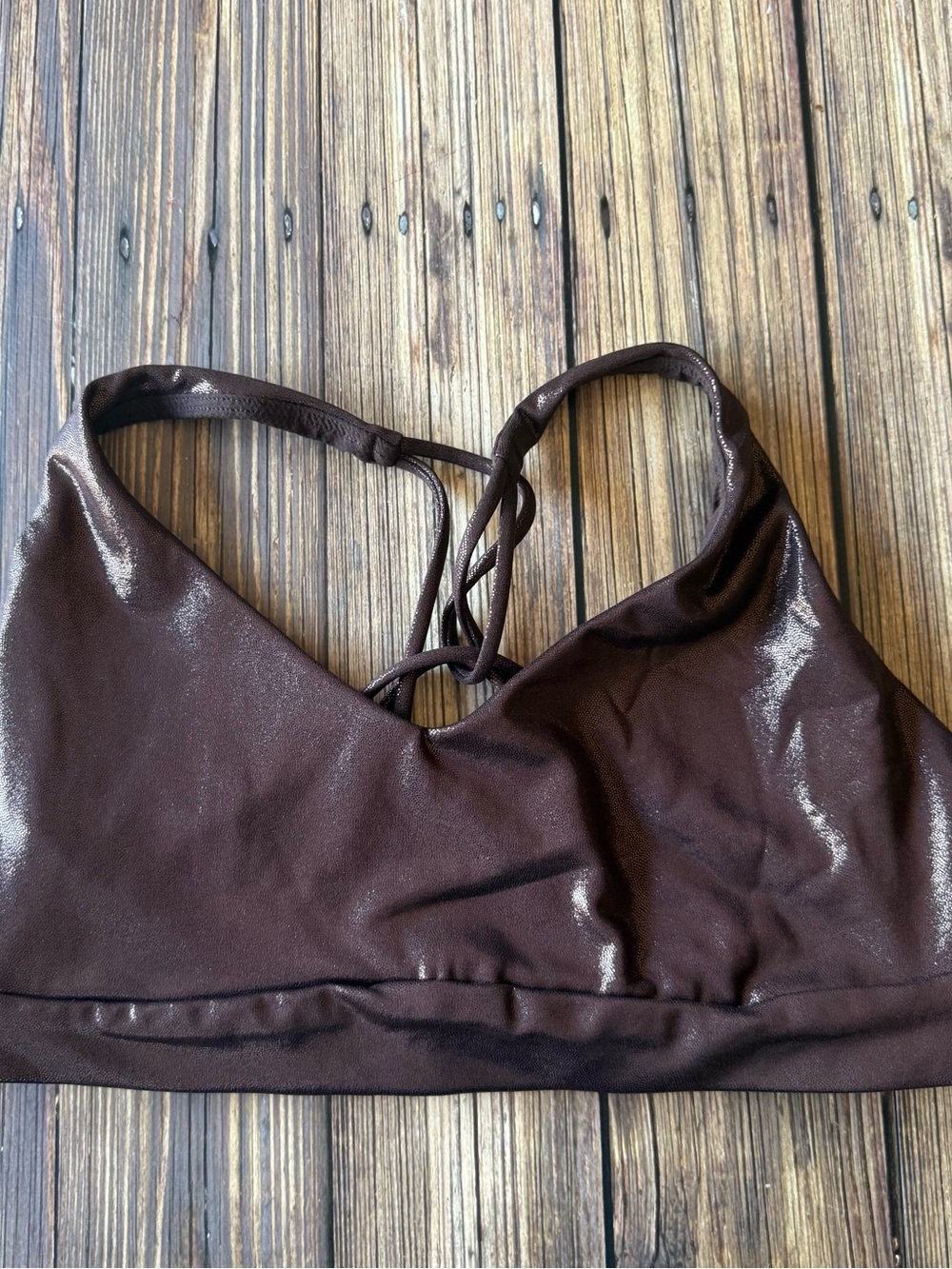 Athleta Brown Shine Strappy Sports Bra S